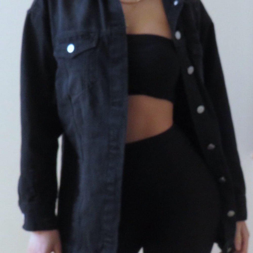 Black Oversized Distressed Denim Jean Jacket